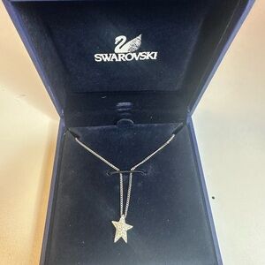Swarovski Silver Star Pendant Necklace with Crystal Pavé